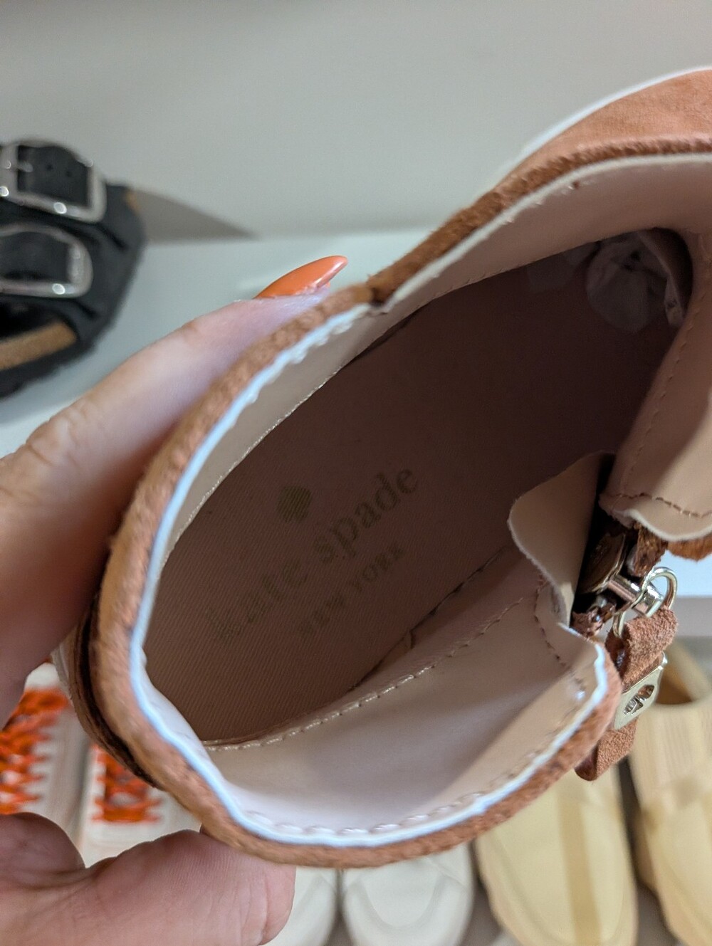 Kate Spade New York Suede High Top Sneaker Booties Cognac Size 6B - Picture 6 of 7